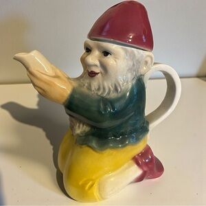 Vintage West German Pottery Gnome Pitcher Jug 9 Inch Collectible Mid Century